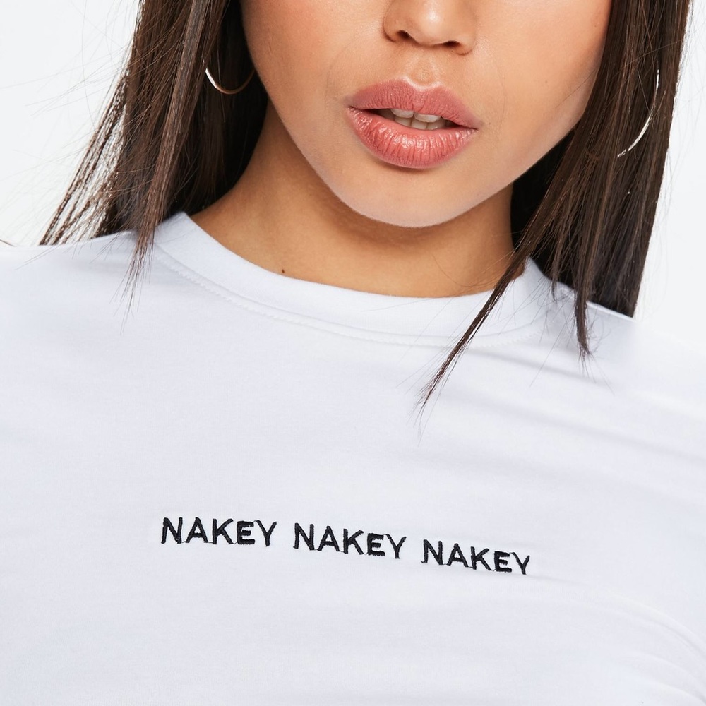 Missguided “nakey nakey nakey” crop top